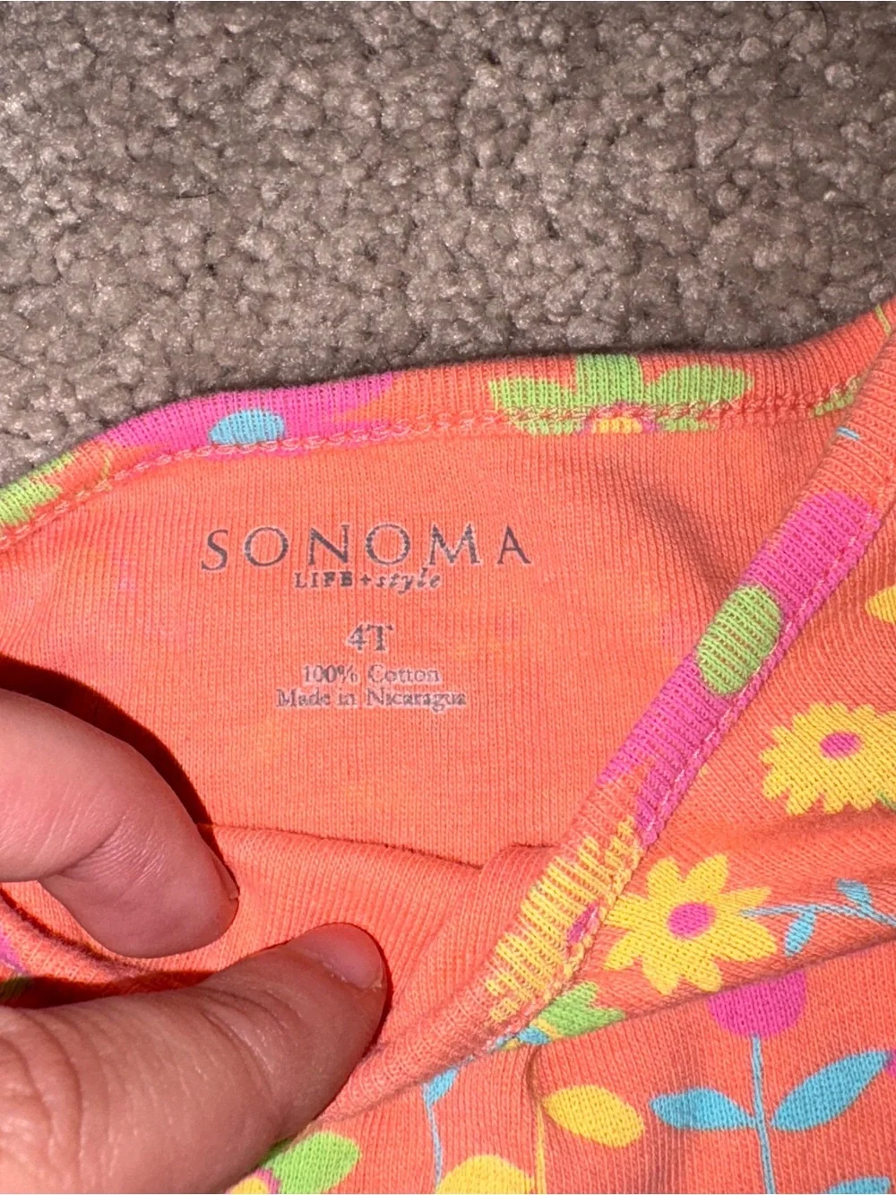 Sonoma Orange Floral Top with Black Jeans Set 4T